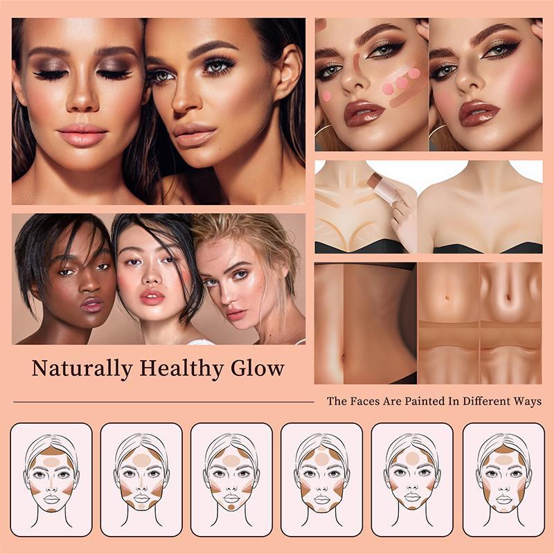 Set di 3 stick per il contouring, stick per il contouring del viso, stick per l'ombretto, stick per il fard, stick correttore perfetto 3 in 1, copertura totale, traspirante e leggero.
