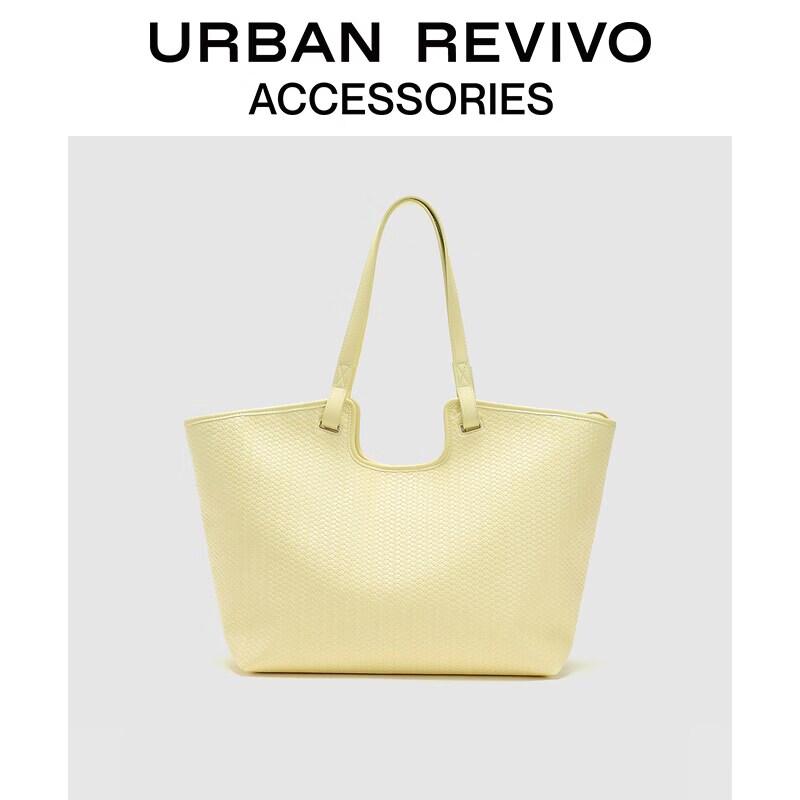 

URBAN REVIVO 2026 Summer Woven Tote Shoulder Bag One Size