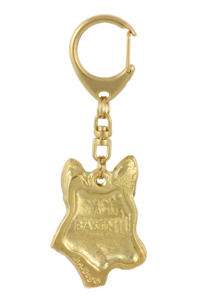 Basenji, African Bush Dog, Congo Dog - Gilded Key Ring with Dog In Gift Box, Handbag Decoration, Luxury Accessory by Art-Dog Brand