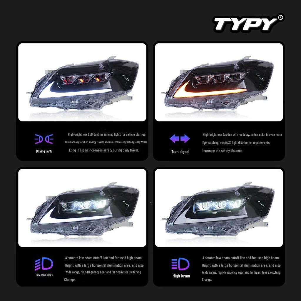 Compatible LED Headlight Assembly with Daytime Running and Flowing Turn Signals for 2006-2014 Toyota Camry Classic.