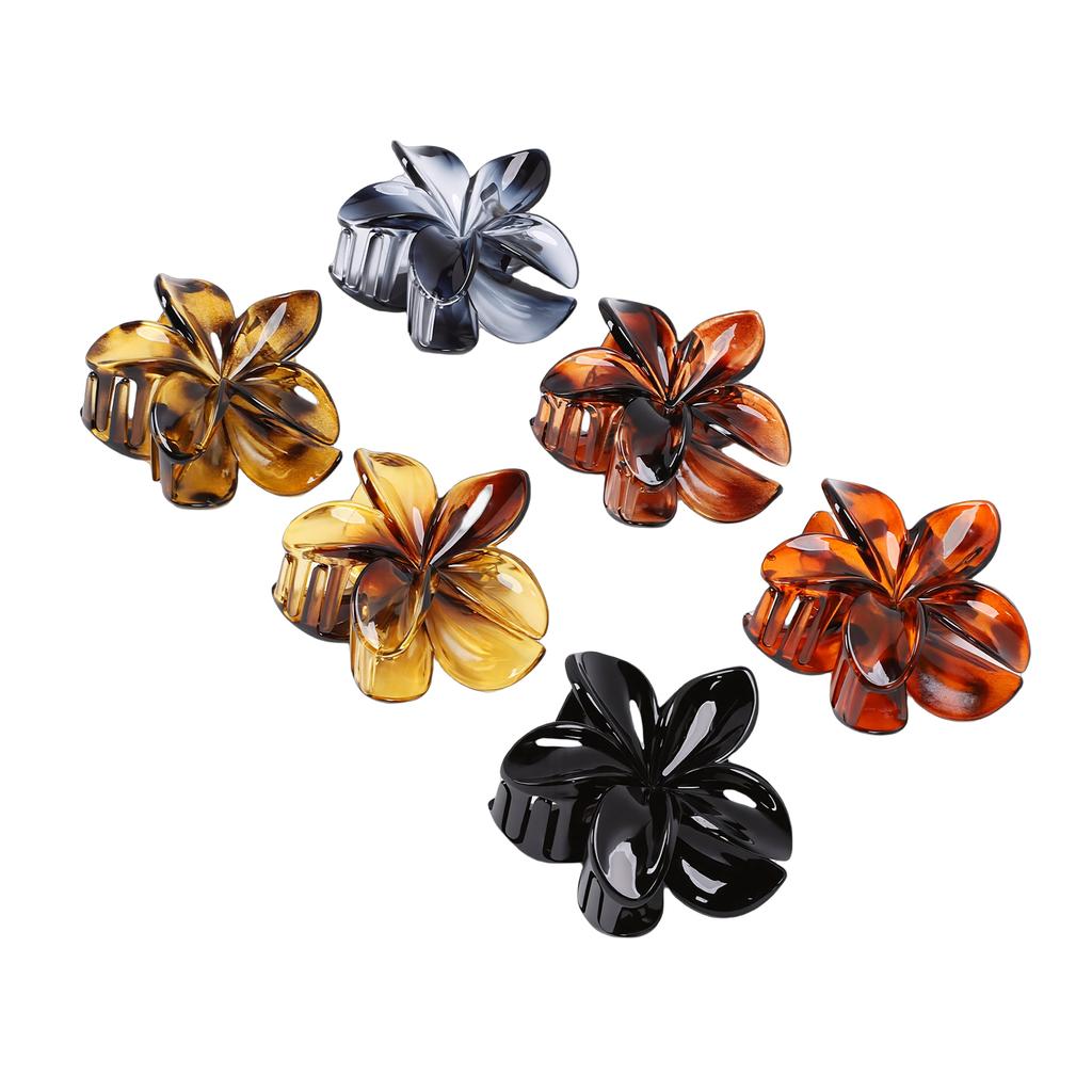 Flower Hair Clips Cute Strong Hold Resin Non Slip Large Hair Claw Clamps for All Hair Types 6 Piece Set