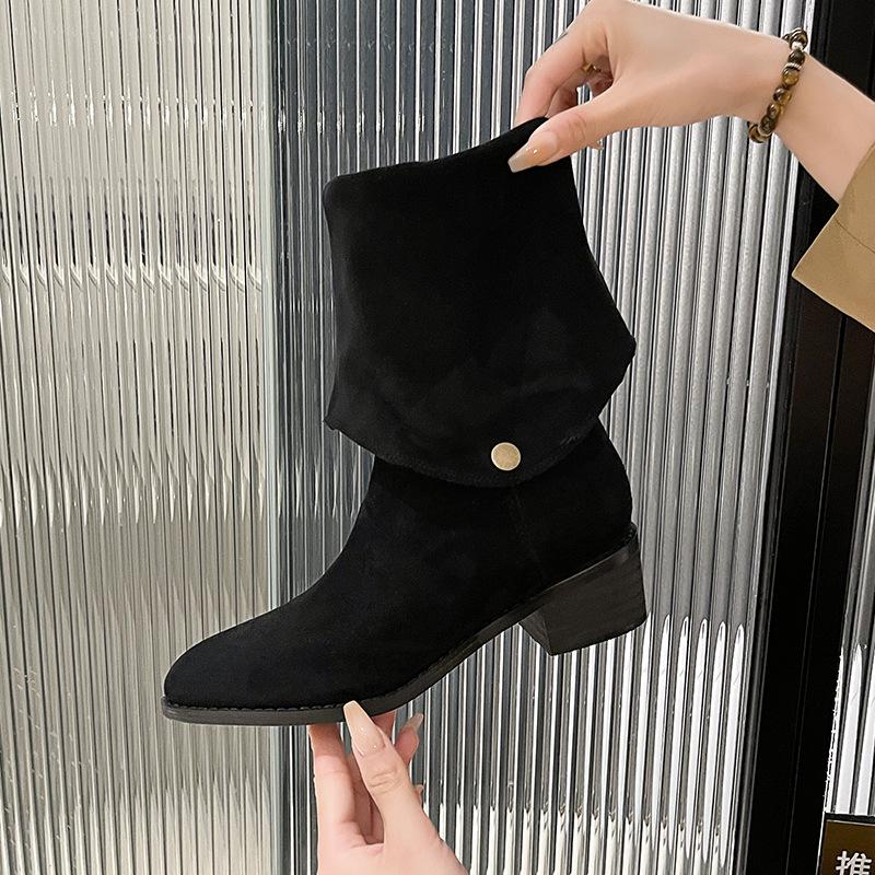 Frosted suede two-wear pointed sleeve women's boots, new western cowboy boots, long knight boots in autumn and winter 2025