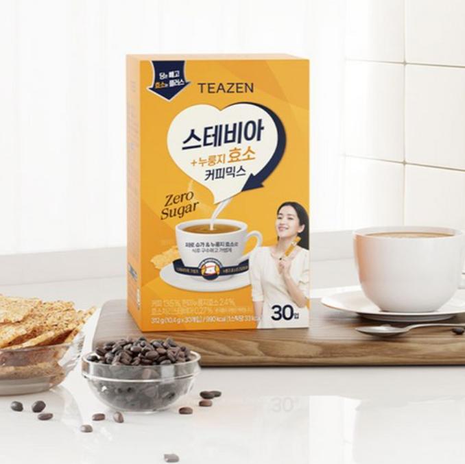 Teazen Stevia Nurungji Enzyme Coffee Mix 30 Sticks – Low-Calorie Korean Coffee