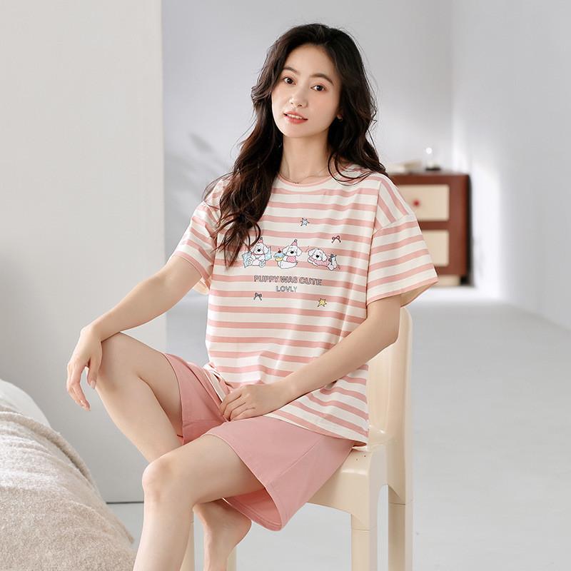 Casual Cotton Shorts And Shirt Set For Women Summer Lounge Sleepwear Comfortable And Breathable