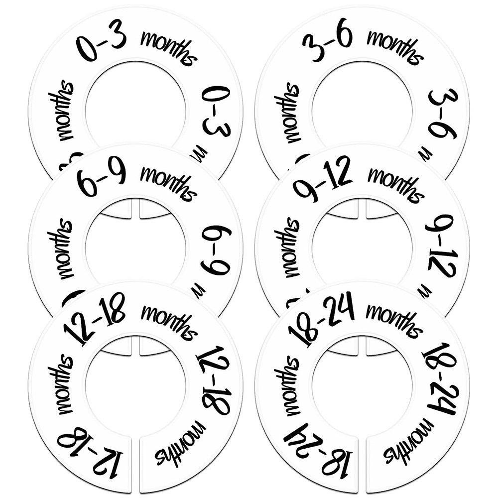 

68/9Pcs Organizing Hangers Baby Clothing Size Dividers Plastic Round Wardrobe Separator 0-24 Months DIY Craft Garment Labels