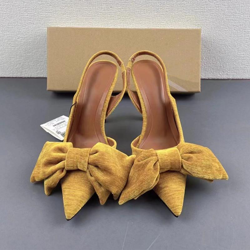 

Fashion Spring Summer Fashion Butterfly-knot Women Pumps Elegant Pointed toe Thin High heels Patent Leather Slingbacks Party Prom Shoes 35