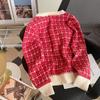 Invierno primer amor suéter rojo cárdigan mujer diseño sentido pequeño alto sentido pequeño fragante Año nuevo tejido cárdigan suéter abrigo