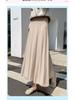 Women's Black High-Waist A-Line Woolen Skirt - Ribbed, Thickened, Autumn/Winter Casual Skirt