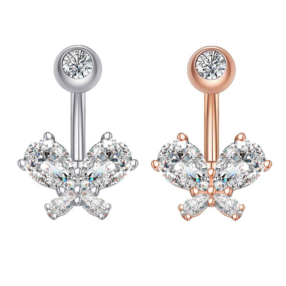 Edelstahl Bauchnabelpiercings Schmetterling Körperpiercing Schmuck Vintage Bauchnabelringe Mädchen