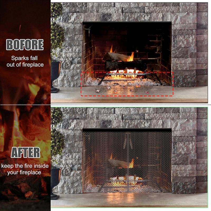 Fireplaces Mesh Screen Curtain Heat Resistant Fireplaces Spark Guards Curtain Fireplaces Replacement Mesh Curtain