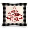 Christmas Checkered Red Letters Digital Printing Short Plush Pillow Covers For Car Sofa Office Cushion Cover Home Goods