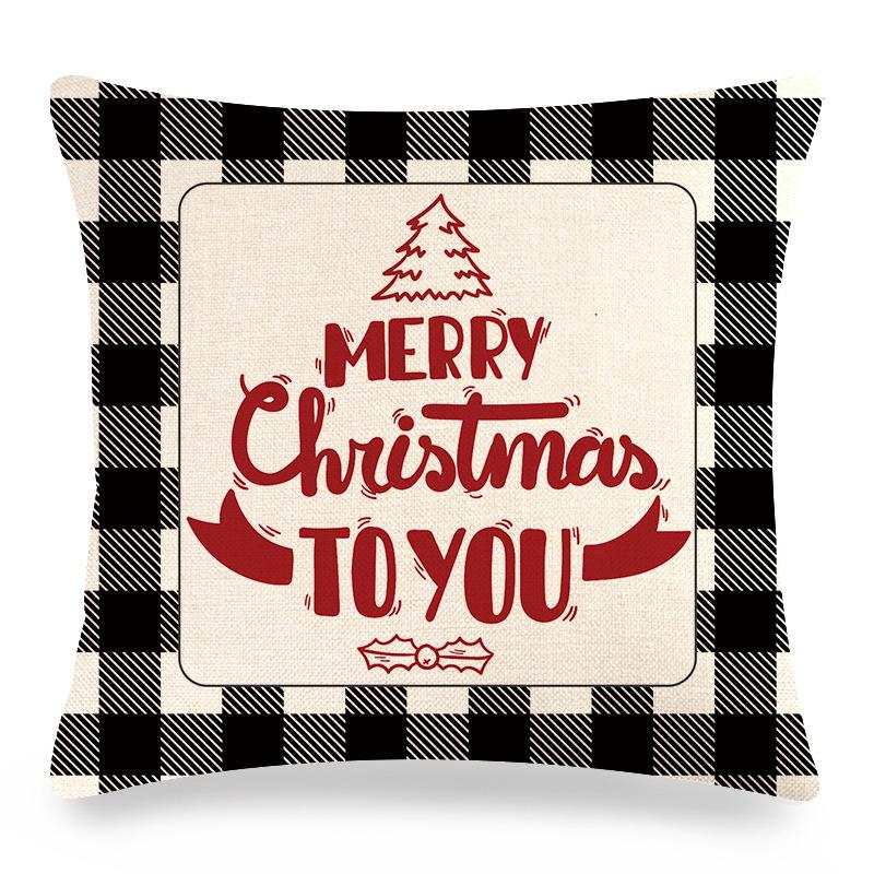 Christmas Checkered Red Letters Digital Printing Short Plush Pillow Covers For Car Sofa Office Cushion Cover Home Goods
