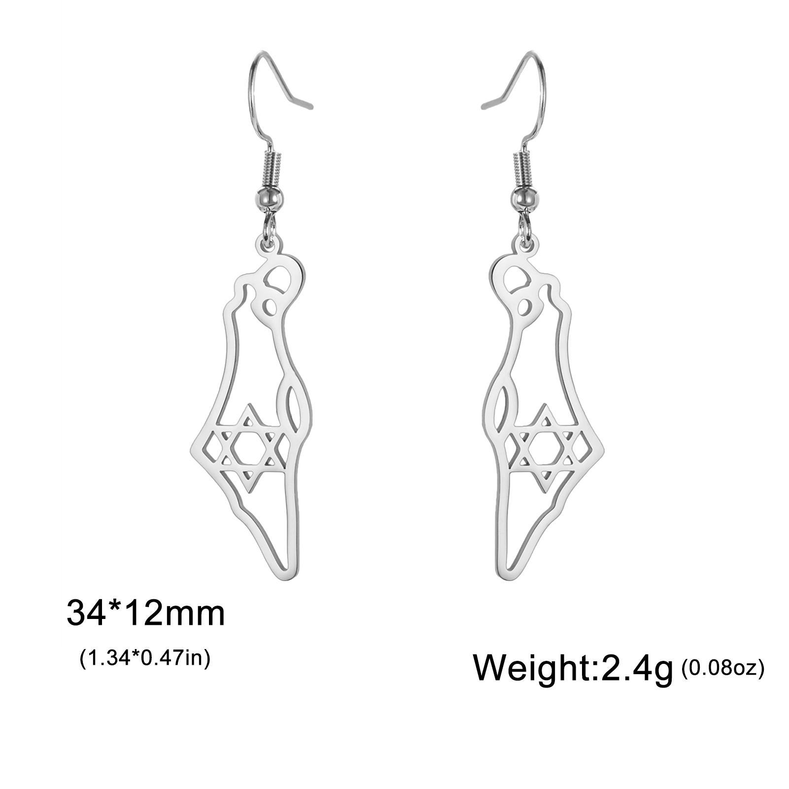 

Cazador Star of David Israel Map Drop Earrings Stainless Steel Je Judaism Jewelry Hexagram Earrings Vintage Gift 2026 New