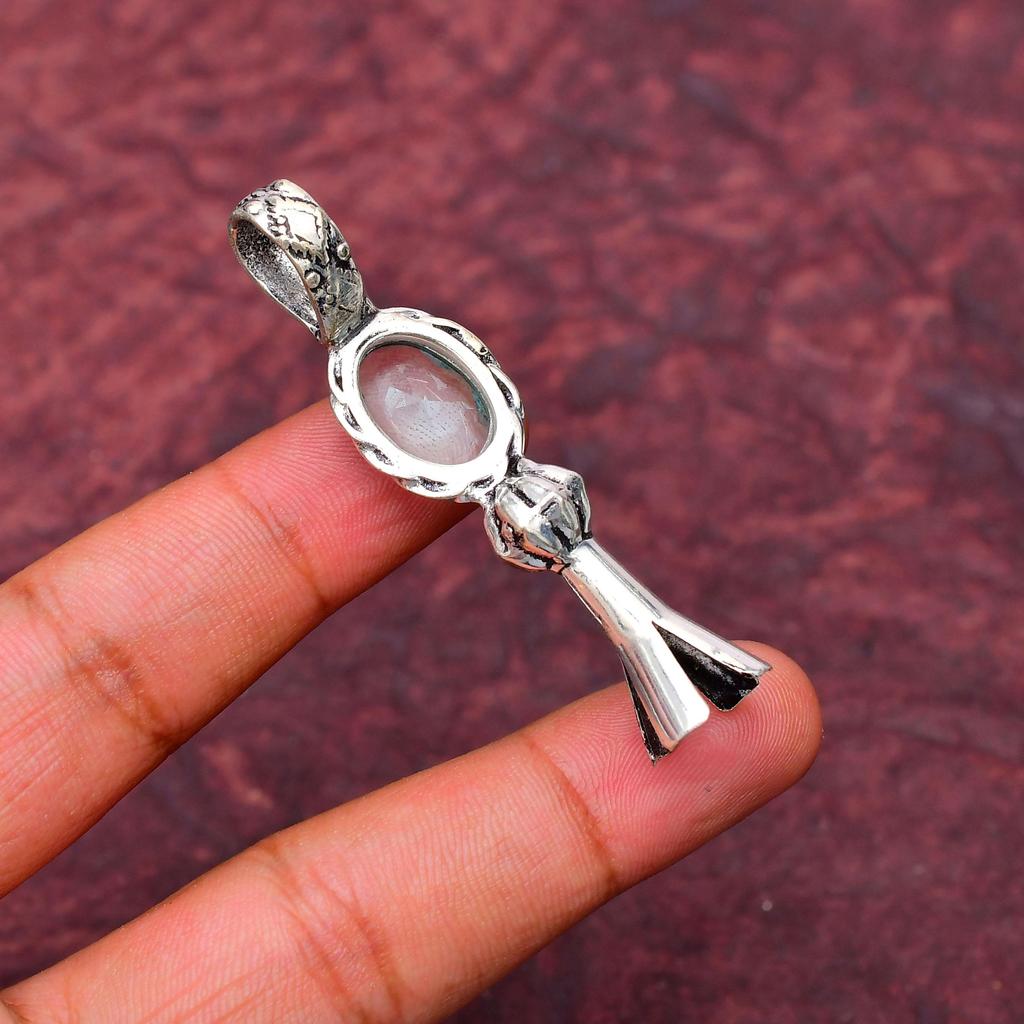 Awesome Aquamarine Gemstone Pendant: 925 Sterling Silver Handmade Pendant Necklace Jewelry