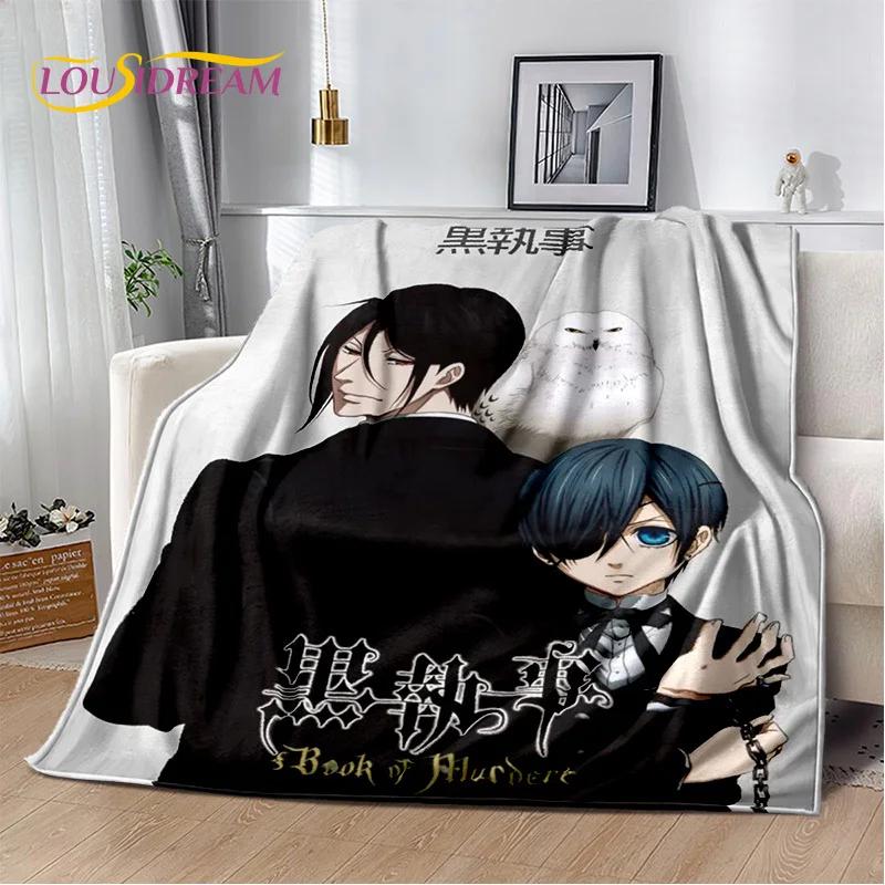 Cartoon Black Butler Anime 3D-Decke, weiche Überwurfdecke für Zuhause, Schlafzimmer, Bett, Sofa, Picknick, Reisen, Büro, Ruhebezug, Decke für Kinder