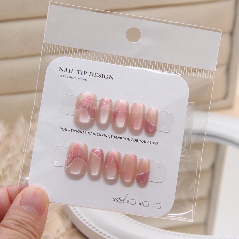 Pink Aurora Cat Eye Fishtail Nails: Sweet, Cute, Removable Manicure Patches