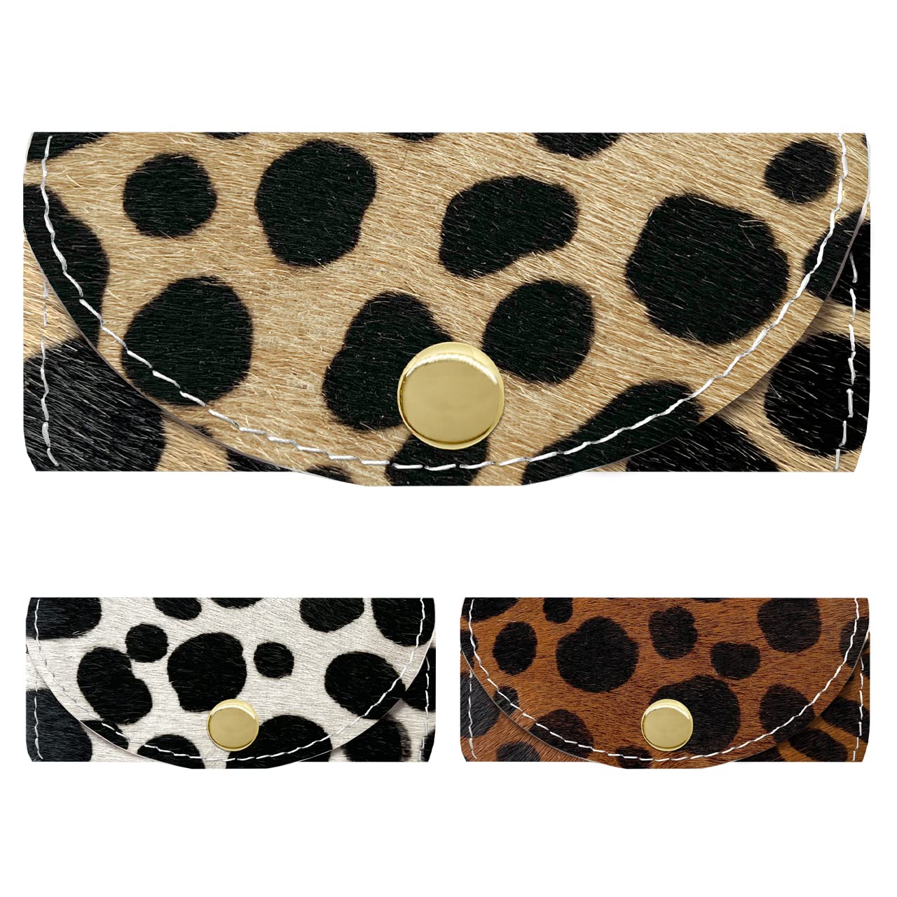 

Genuine Leather Key Case, 4-Ring, Dalmatian Pattern, Smart Key Case, Tri-Fold, Leather Key Case, Key Storage, Women s and Men s, Dalmatian Pattern
