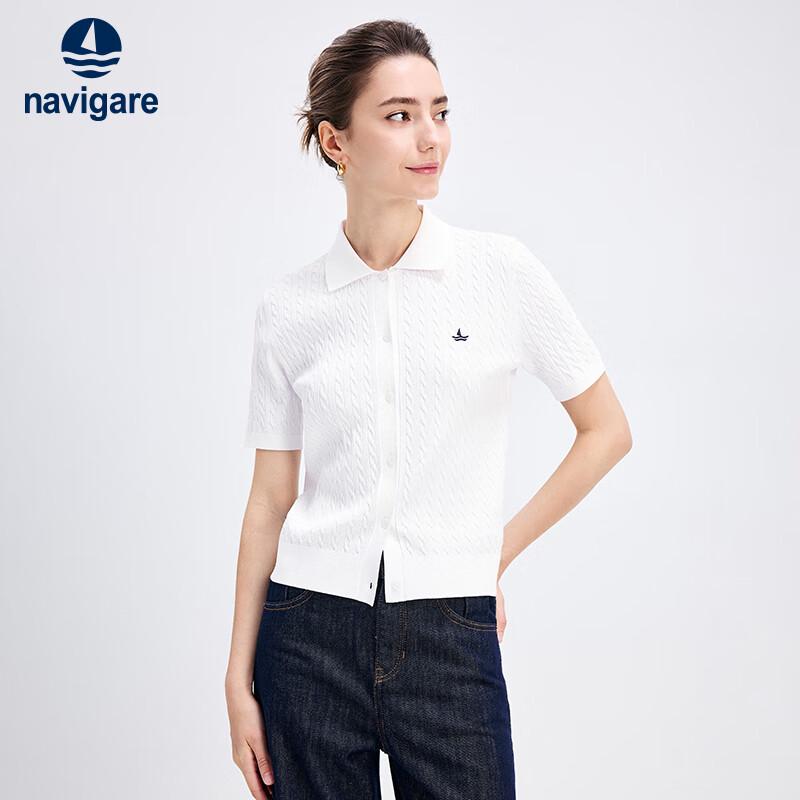 Navigare Women's Polo Short Sleeve Knit Cardigan
