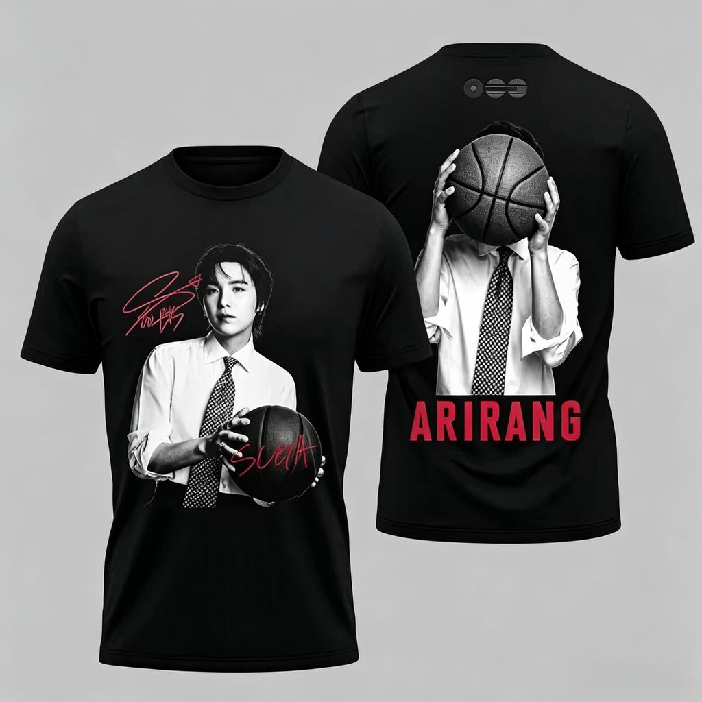 BTS Arirang Design Double Sided T-shirt 2026 World Tour Summer Pure Cotton T-shirt Men's Women's Y2k Clothing Oversized Shirt
