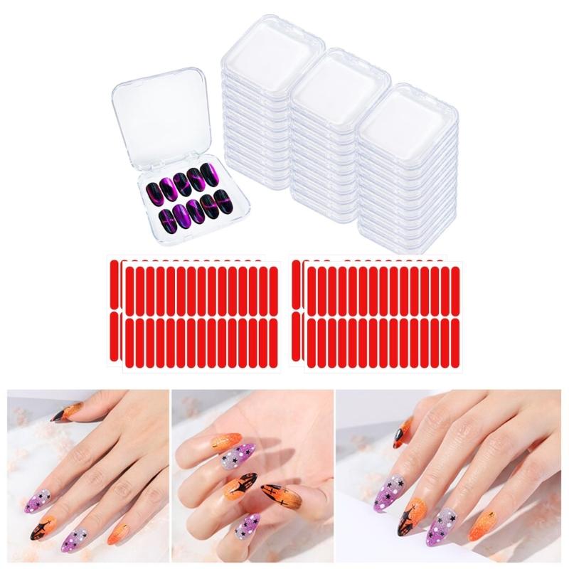 Clear Nail Art Presentation Container Space Saving Design with Adhesive Strips for Salon Home Organization