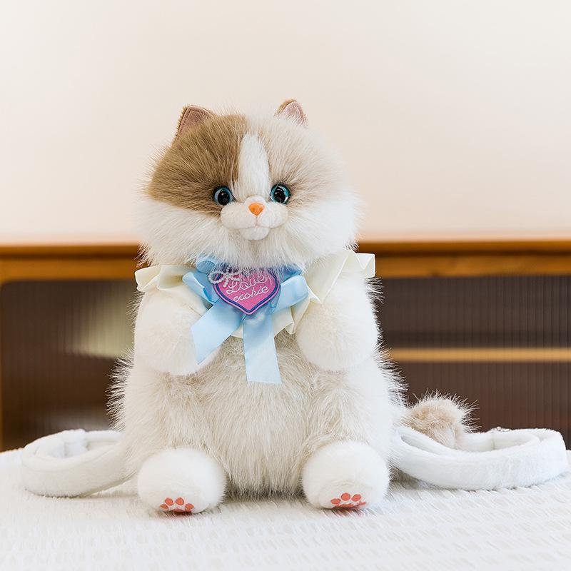 Three-Color Cat Plush Doll: Meows When Pressed, Creative Backpack Accessory for Women
