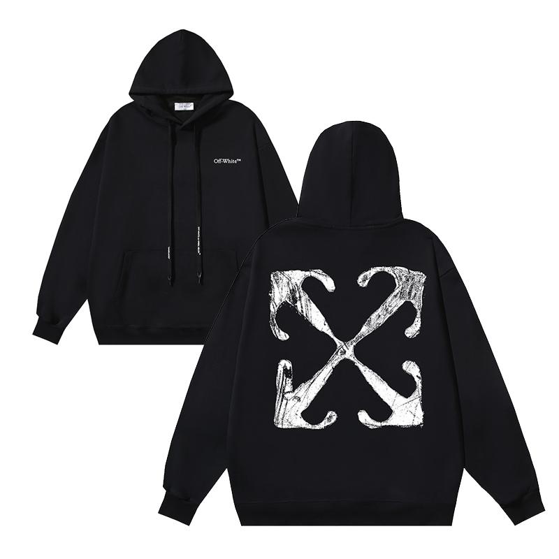 1083 Off-White 2025 Autumn/Winter New OW Retro Arrow Pattern Printed Men's and Women's Hoodie Sweatshirt