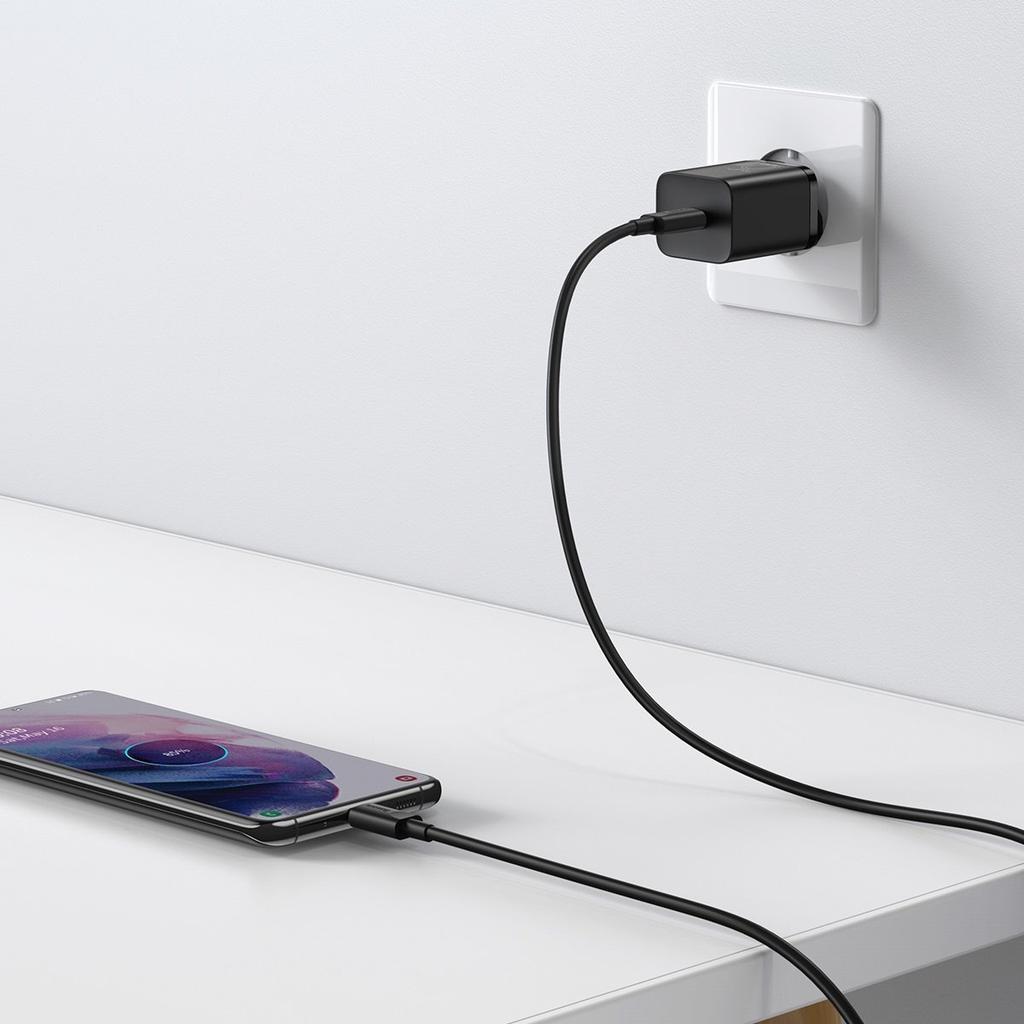 Netzladegerät Baseus Super Si Quick Charger 1C 25W Mit USB-C zu USB-C Kabel 1M (Schwarz)