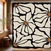 Black And Beige Abstract Flower Pattern Waterproof Shower Curtain 180X180Cm Modern Art Print Bath Curtain For Living Room Decor
