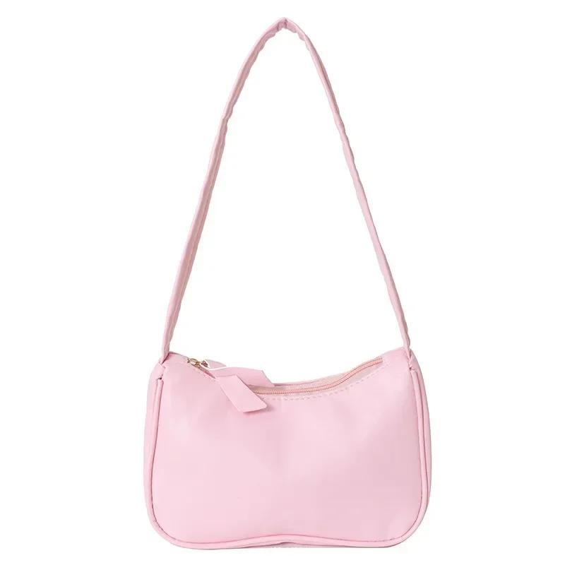 Soft PU Leather Women Shoulder Bags Casual Solid Color Small Top-Handle Handbags Ladies Fashion Shoulder Bags