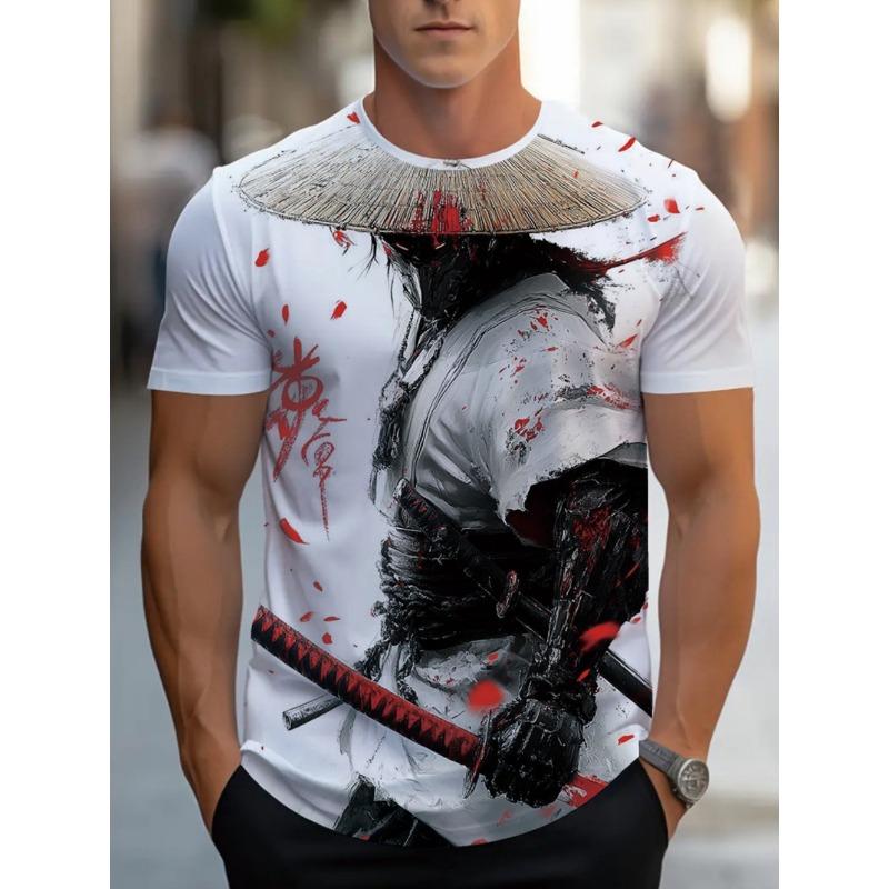 Fashionable Japanese Samurai Landscape Men s T-shirt 2XS