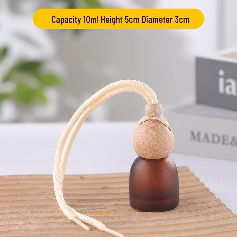 Frosted Glass Car Diffuser Bottle with Lanyard for Essential Oils - Refillable and Ideal for Home or Wardrobe Decor.