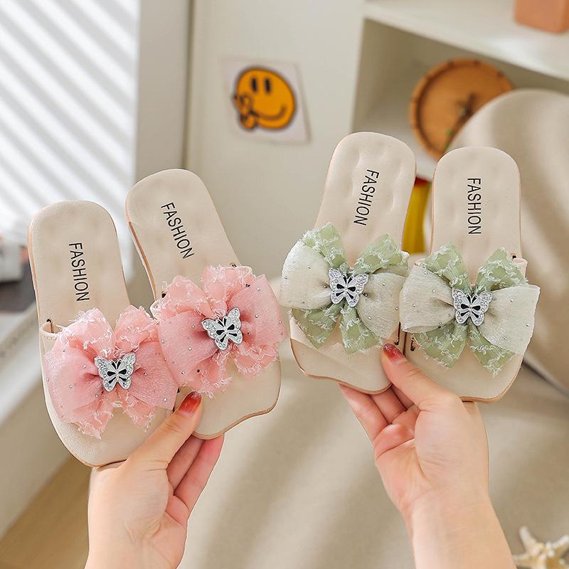 Rutschfeste weiche Sohle Sommer-Hausschuhe für Mädchen - Niedliche Prinzessin Sandalen mit einem Riemen für draußen & Strand