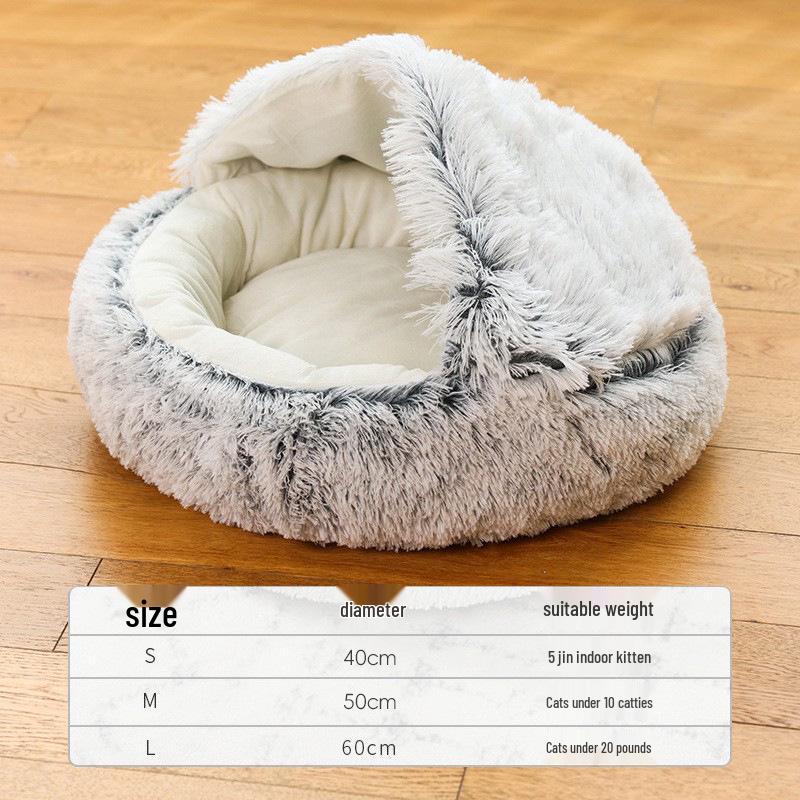

Crystal Velvet Pet Nest: Cozy Half-Wrapped Plush Bed for Deep Sleep Cats & Dogs 40cm