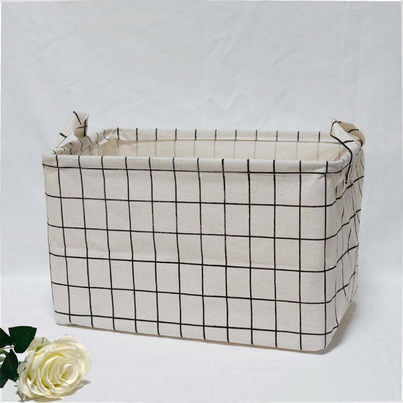 Large Capacity Foldable Storage Basket Household Waterproof Fabric Storage Box with Handle Rectangular Toy Organizer Storage Art 38x26x23CM