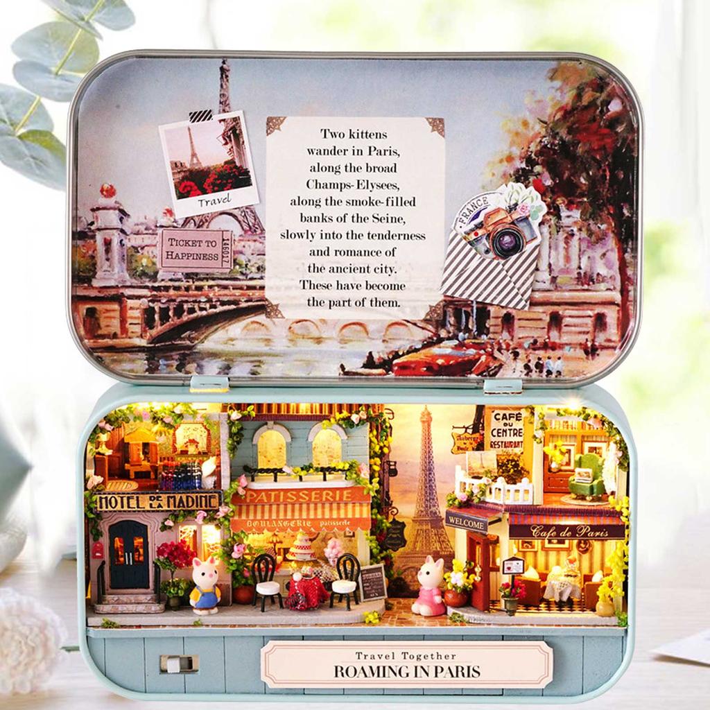 DIY Wooden Doll House Box Miniature Toy with LED Light Decoration Birthday Christmas Gift Toys for KidQ-012