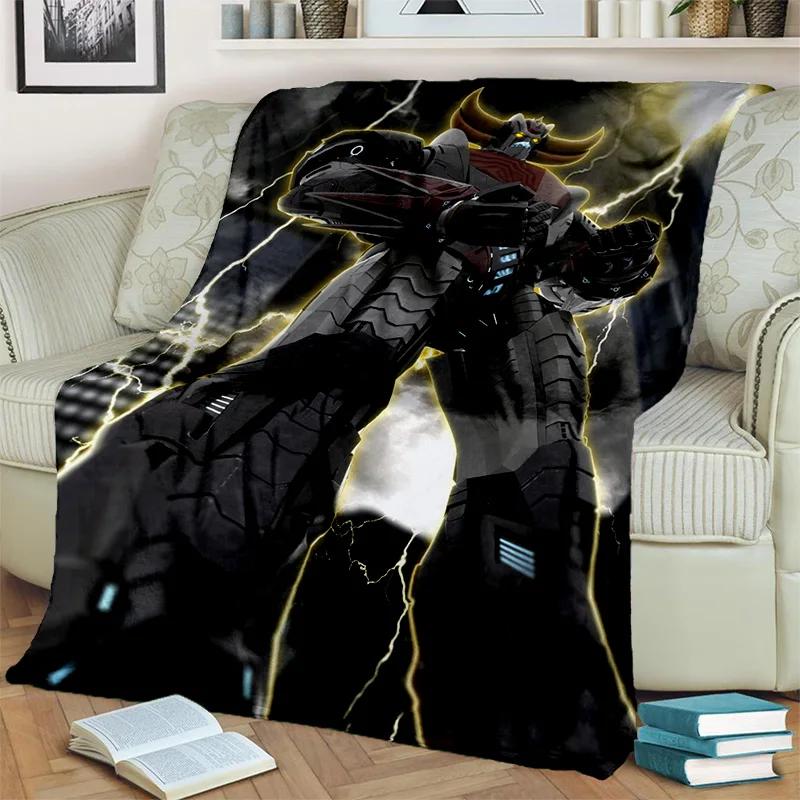 Cartoon UFO Robot Grendizer Anime Blanket,Soft Throw Blanket for Home Bedroom Bed Sofa Picnic Travel Office Cover Blanket Kids
