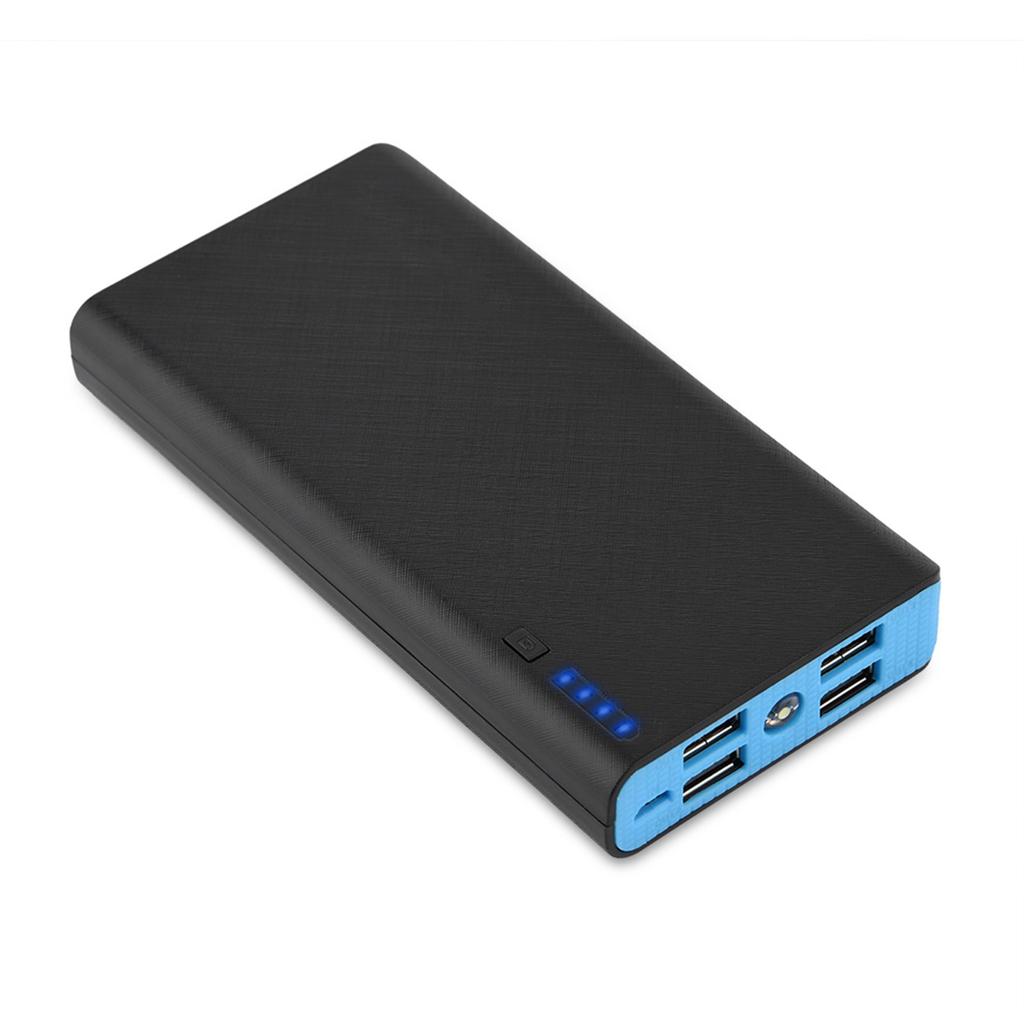 20000mAh Ultra Duża Pojemność 4 Wyjścia USB Szybkie Ładowanie Mobilny Power Bank Case DIY Kit Niebieski