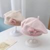 Czapka niemowlęca jesienno-zimowa dziewczęca uroczy beret z kwiatkiem dziecięca wełniana czapka dziewczęca dziergana czapka malarza tide