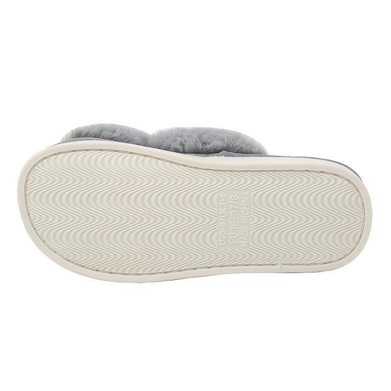 Fashion Smile Indoor Women's Slippers Plush Lining Women's Slippers Fur Cross-strap Ladies Home Slides Cotton Thick Bottom Fuzzy Warm