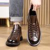Low Top British Style Work Boots for Men Retro Fashion Casual Ankle Boots Male Spring Autumn New Designer Leather Shoes Man