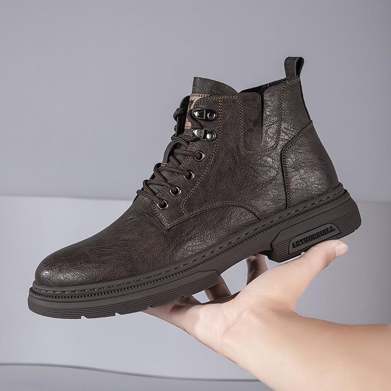 

Мужские туфли с круглым носком и высоким верхом, брендовые, высокого качества, в минималистском стиле, для повседневного использования, офиса, отдыха, бизнеса, мотоцикла, мужские ботинки 44 серый