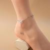 Korean Butterfly Tassel Anklet with Rhinestones, Rose Gold Mori Style