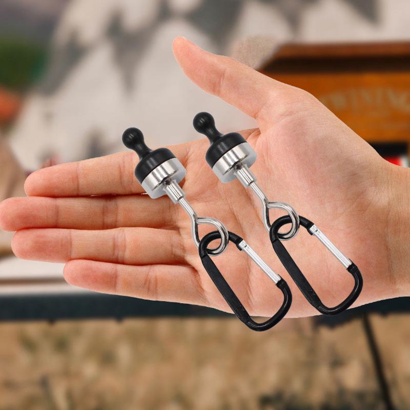 Outdoor Magnetic Hook & Light Hanger for Camping & Tent Awnings with Carabiner