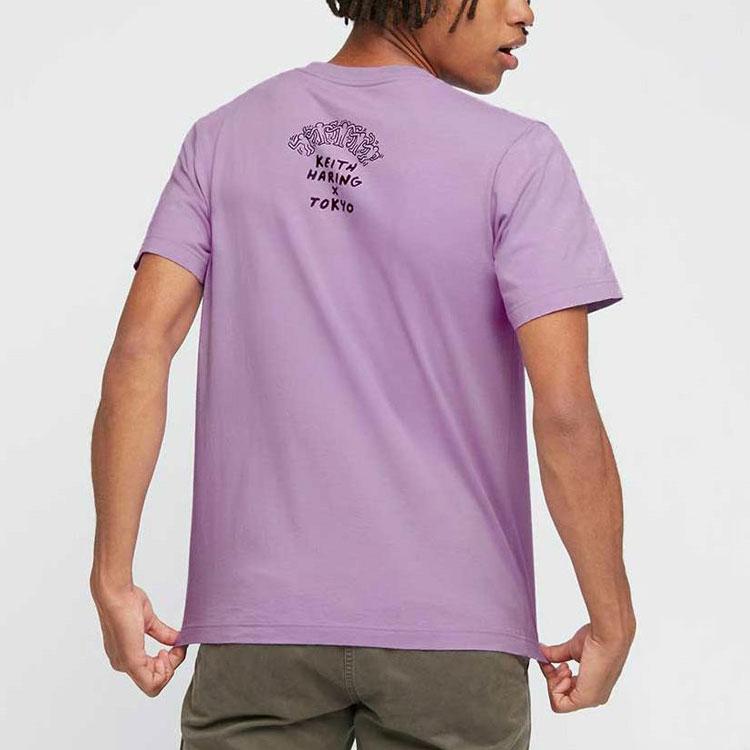 Uniqlo X Keith Haring X Tokyo Graphic Print Crew Neck T-Shirt Unisex Tops Blue Purple 437536-72
