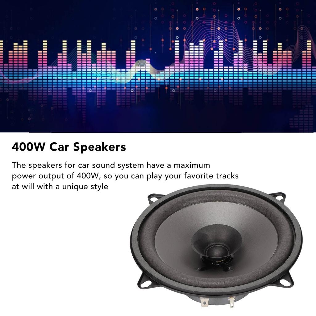 Car Spkers 400W Midrange 5in Coaxial External Magnetic 4 O 93dB 60Hz to 20KHz Black Loudspker for Car Sound System