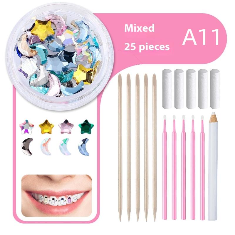 1 Zestaw Dentalne Kryształki na Zęby Kryształowe Szkło Diament Ornament w Kształcie Motyla Narzędzia do DIY Różne Kształty Kolor Ozdoby do Biżuterii na Zęby