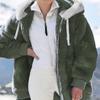 Women Loose Thick Plush Zipper Hooded Fall Winter Outerwear Coat