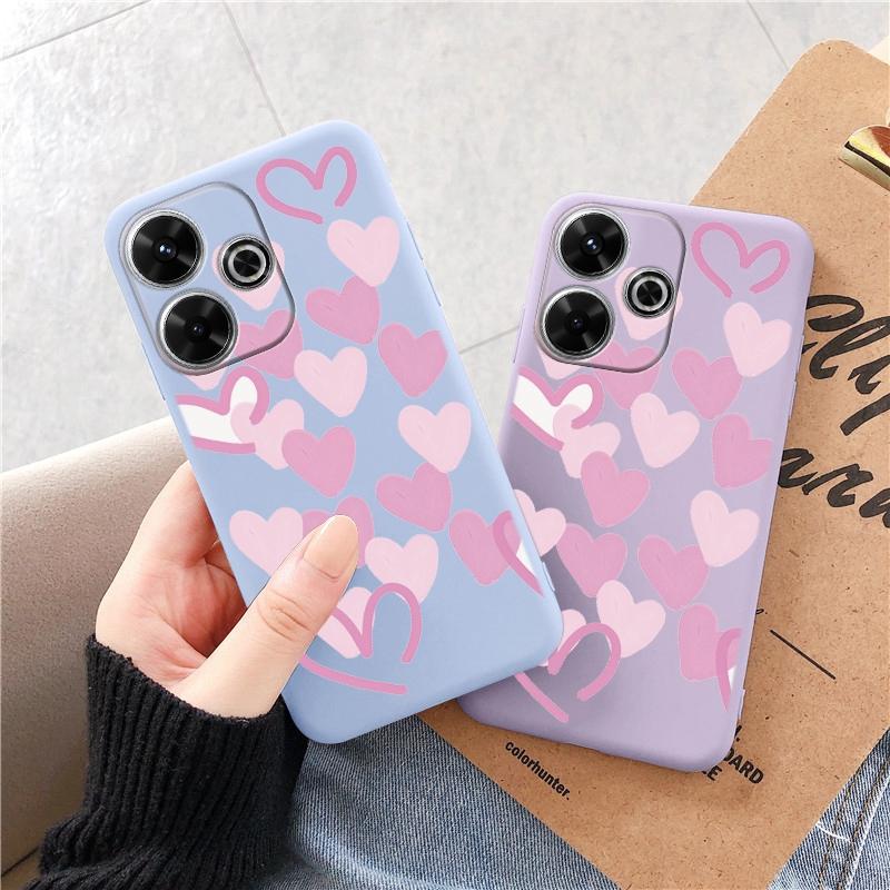Cute Heart Soft Silicone Case For Samsung A55 A35 M35 S24 Xiaomi Redmi Note 13 Pro 14 Poco C65 iPhone Huawei Honor 200 Realme Camera Shockproof Cover