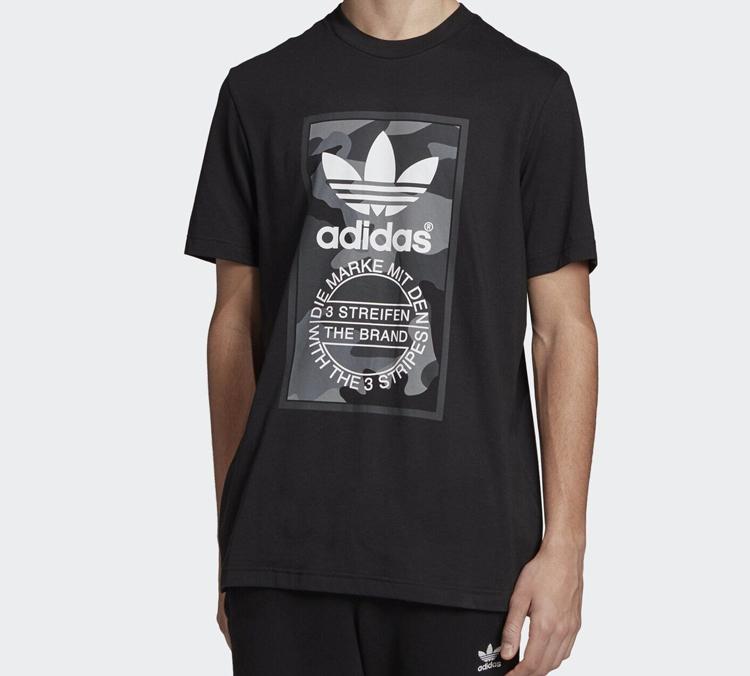 Adidas Originals Tongue Mark T Shirts Men's Black Crew Neck Moderate Straight Fit ED6965