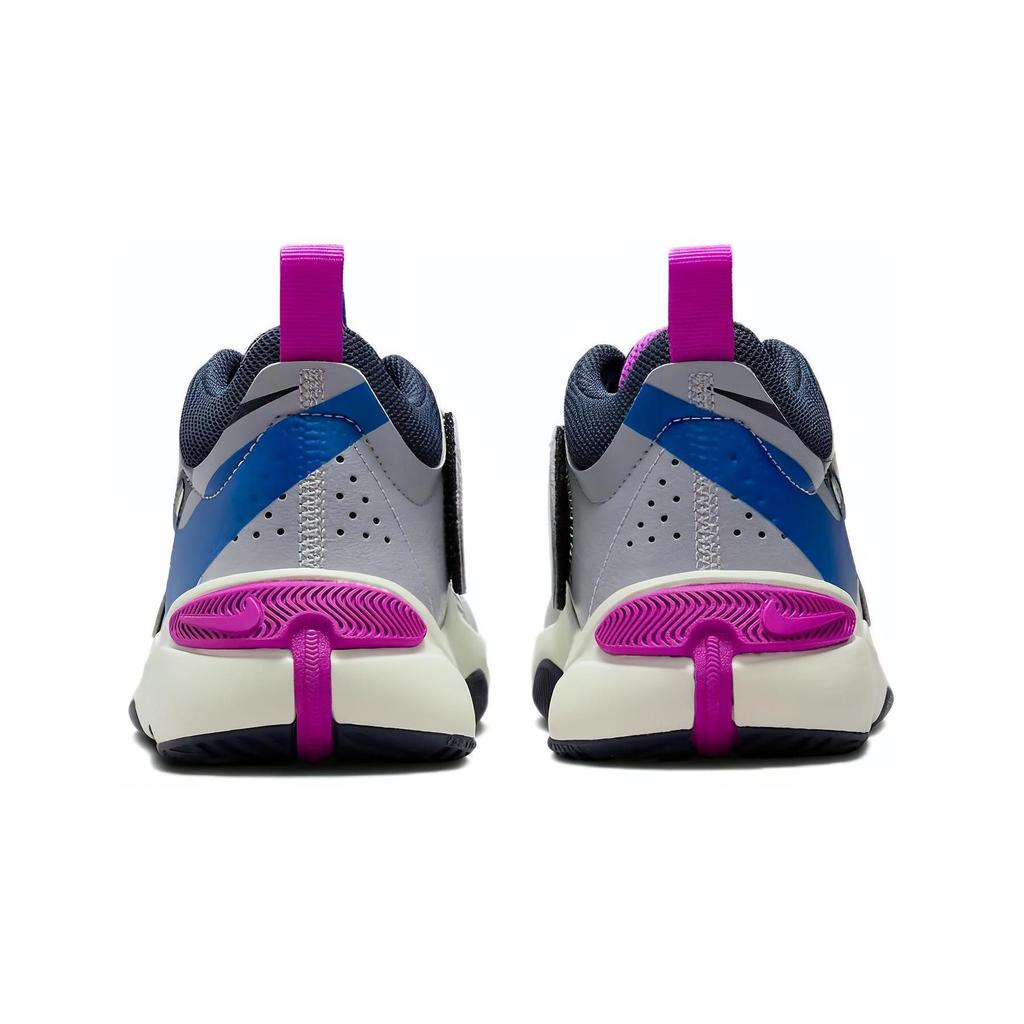 Nike Team Hustle D 11 GS Pohodlné Všestranné Protiskluzové Tlumení Nárazů Nízké Dětské Basketbalové Boty Dětské tenisky Šedá Modrá FN5005-001